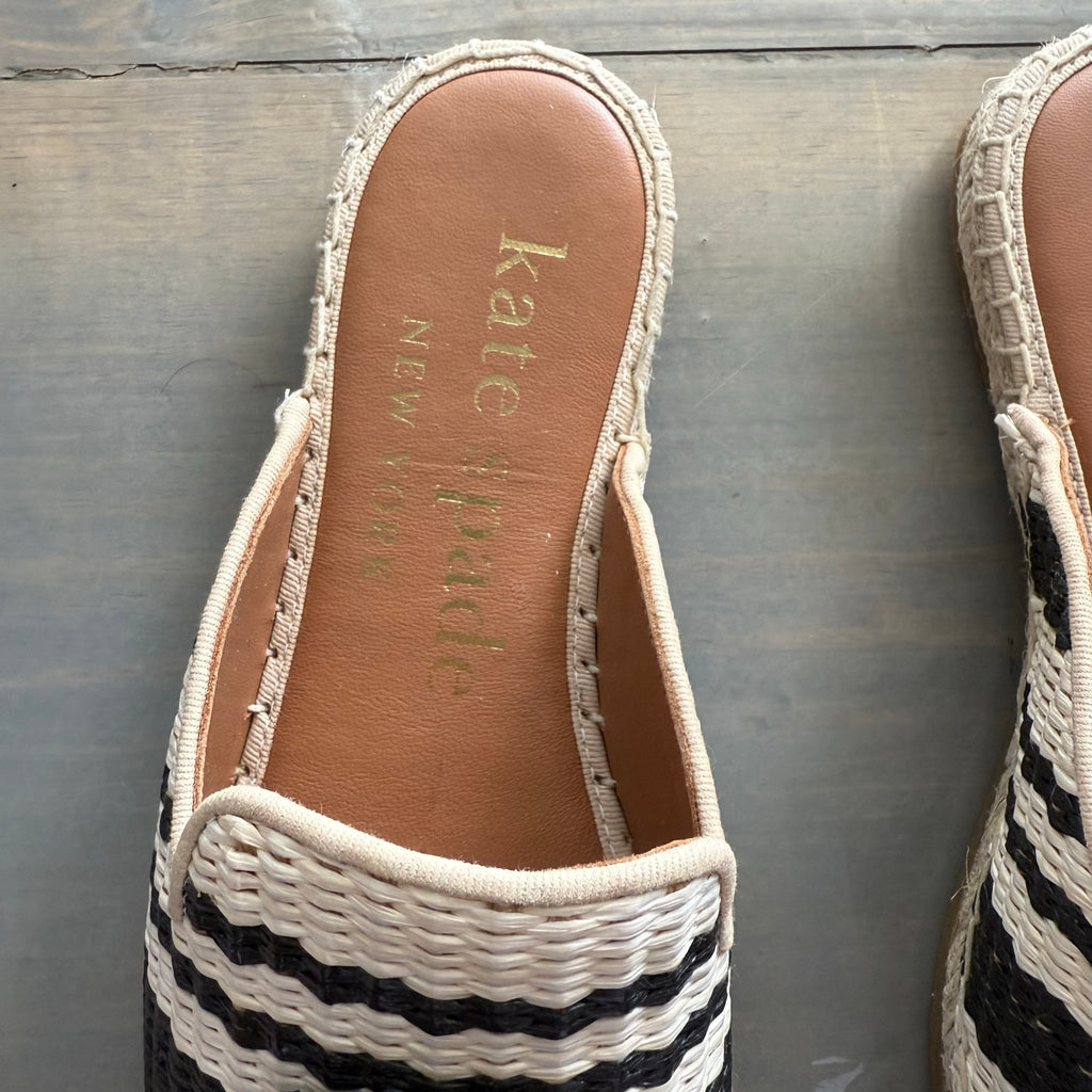 Kate Spade New York Tan Striped Solero Raffia Mules Sz 7 NWT