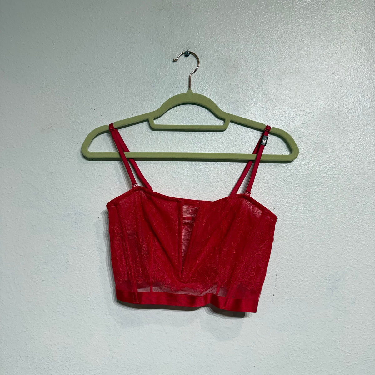 Victoria's Secret Red Very Sexy Deep V Corset Lace Bra Sz M NWT