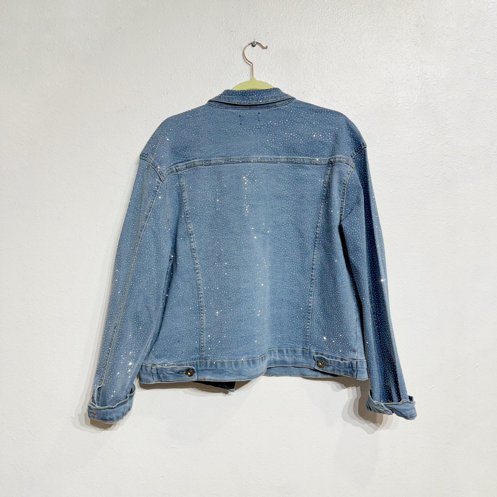 Phoebe J. Collection Light Blue Rhinestone Studded Jean Jacket Sz 2X NWT