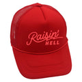 Raisin’ Hell Red Pink Mesh Trucker Adjustable Snapback Hat NWT