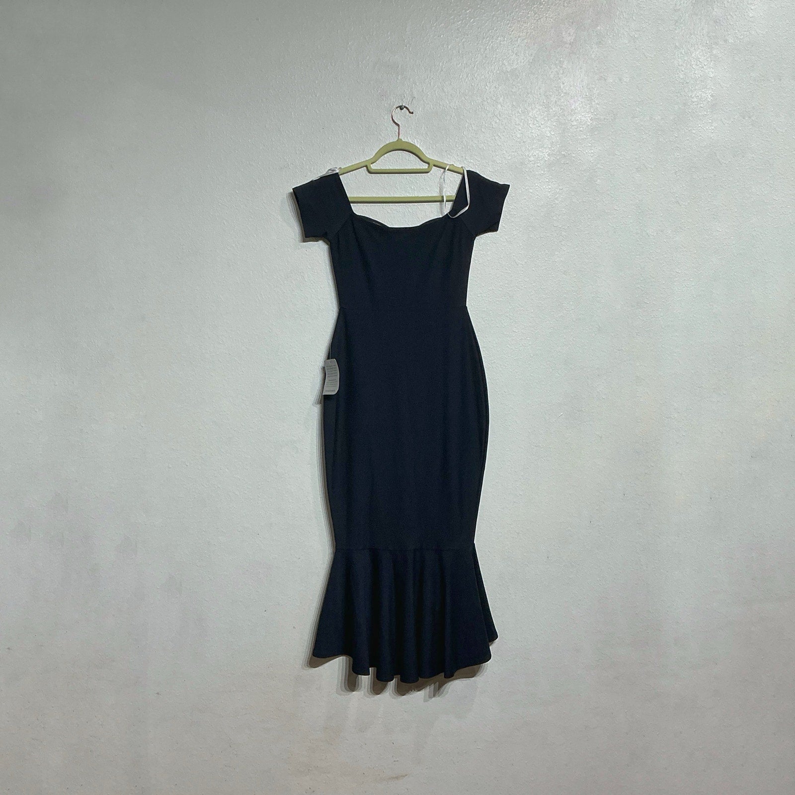 Lulus Midnight Blue How Much I Care Off-the-Shoulder Midi Dress Sz S NWT