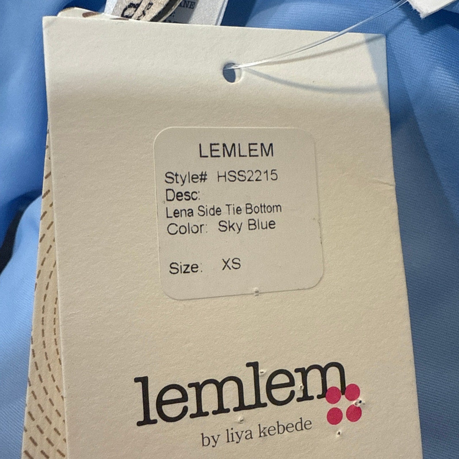 Lemlem Sky Blue Lena Diamond Jacquard String Bikini Bottoms Sz XS NWT
