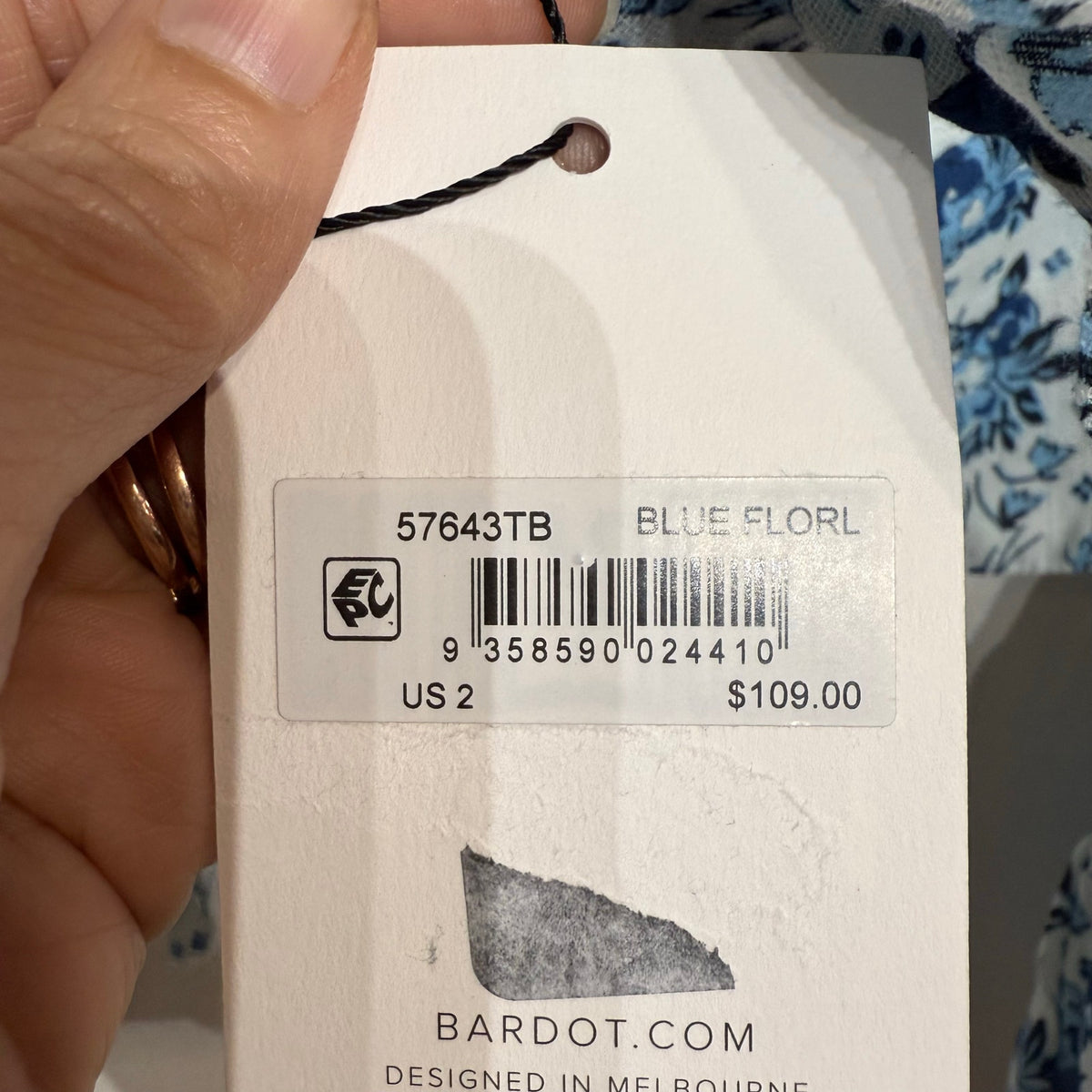 Bardot Blue Floral Linen Off The Shoulder Cropped Top Sz 2 NWT