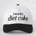 I Need a Diet Coke Black White Trucker Hat Adjustable Cap NWT