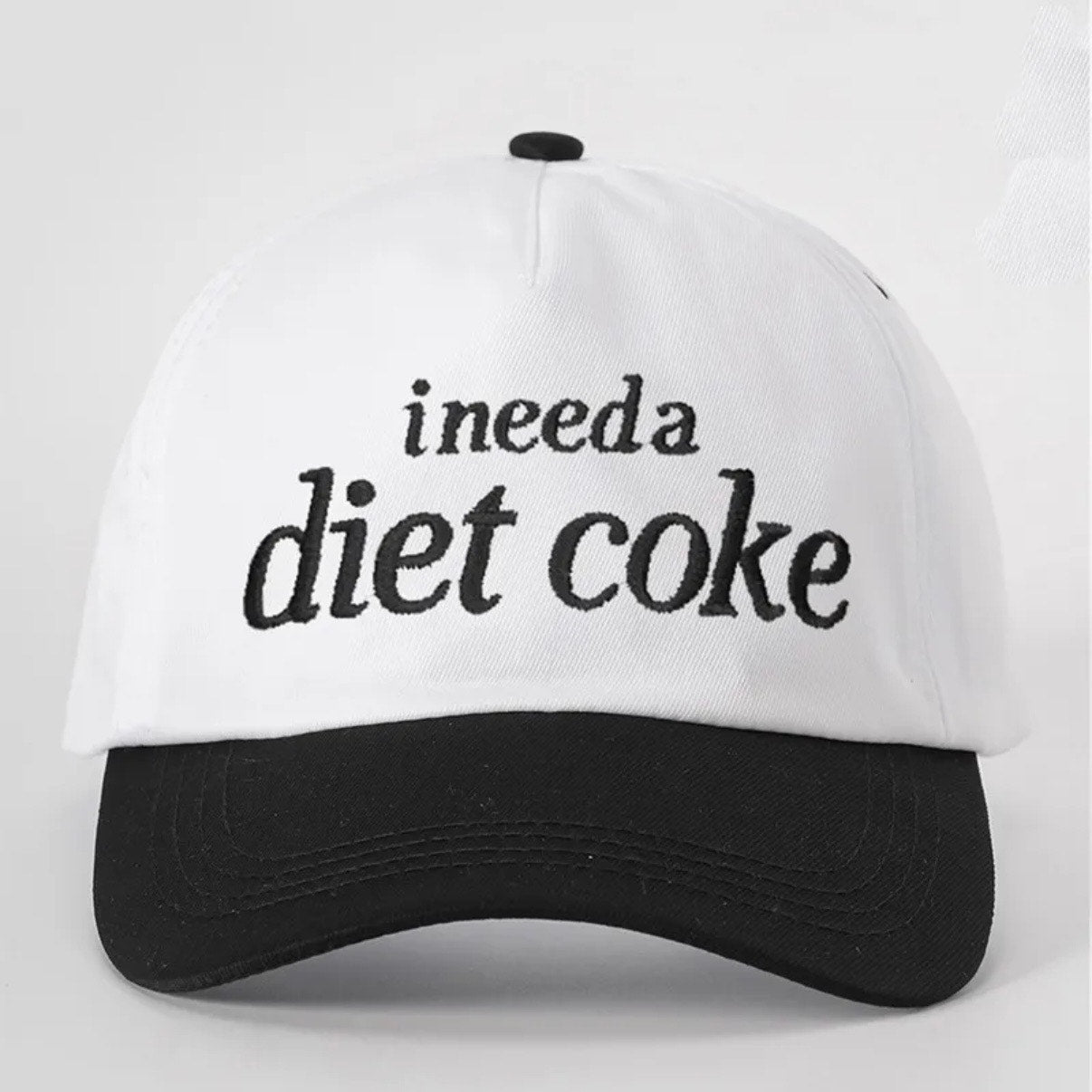 I Need a Diet Coke Black White Trucker Hat Adjustable Cap NWT