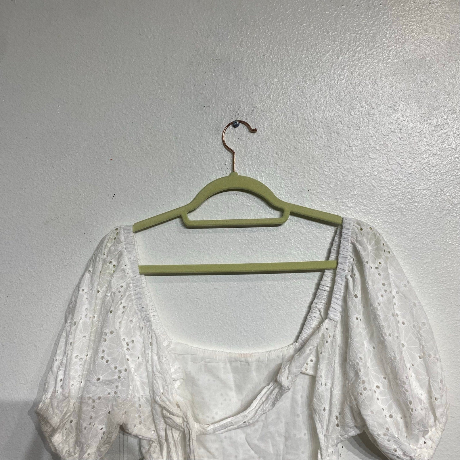 Aqua White Babydoll Eyelet Top Sz M NWT