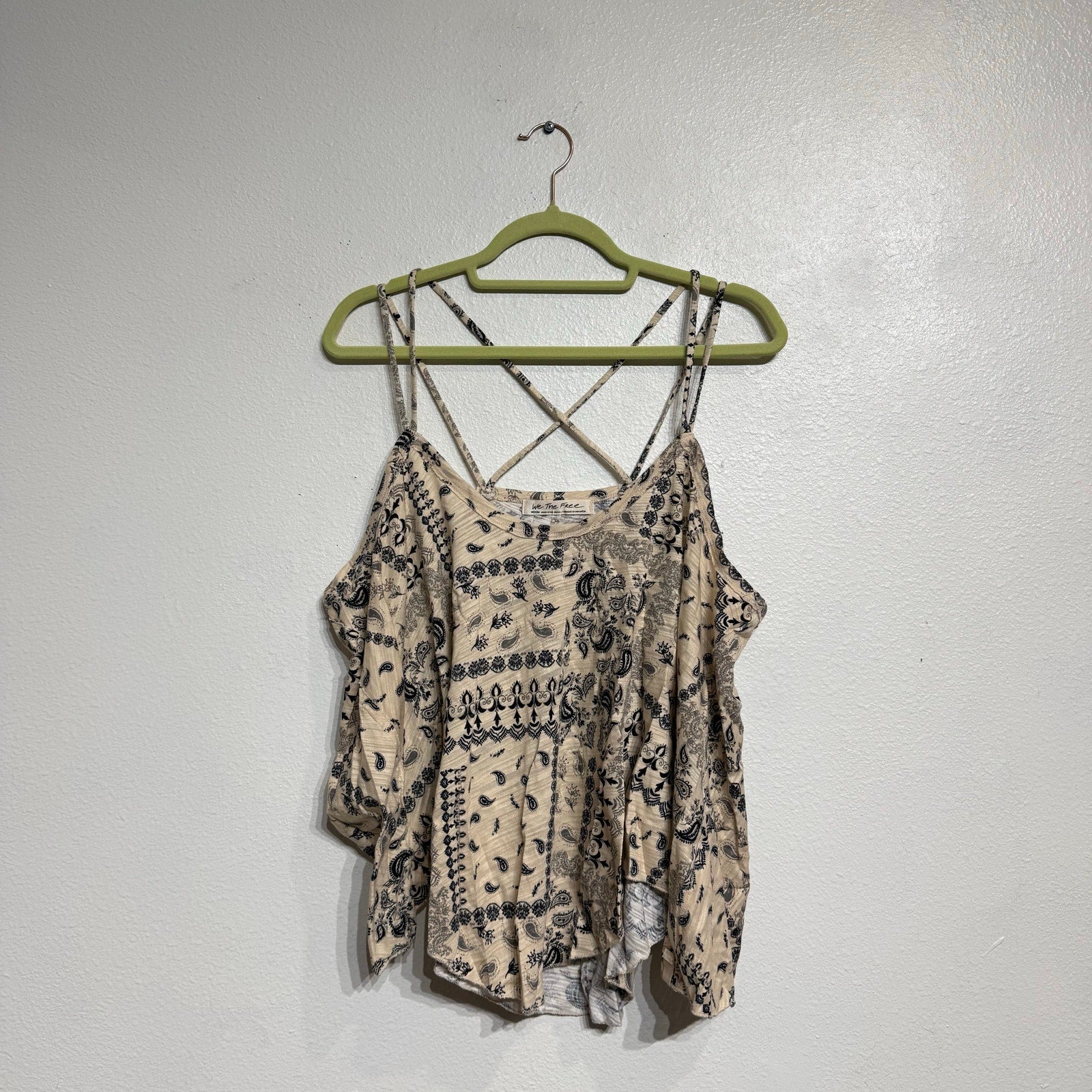 Free People White Tea Combo Hey Girl Tank Top Sz M NWT