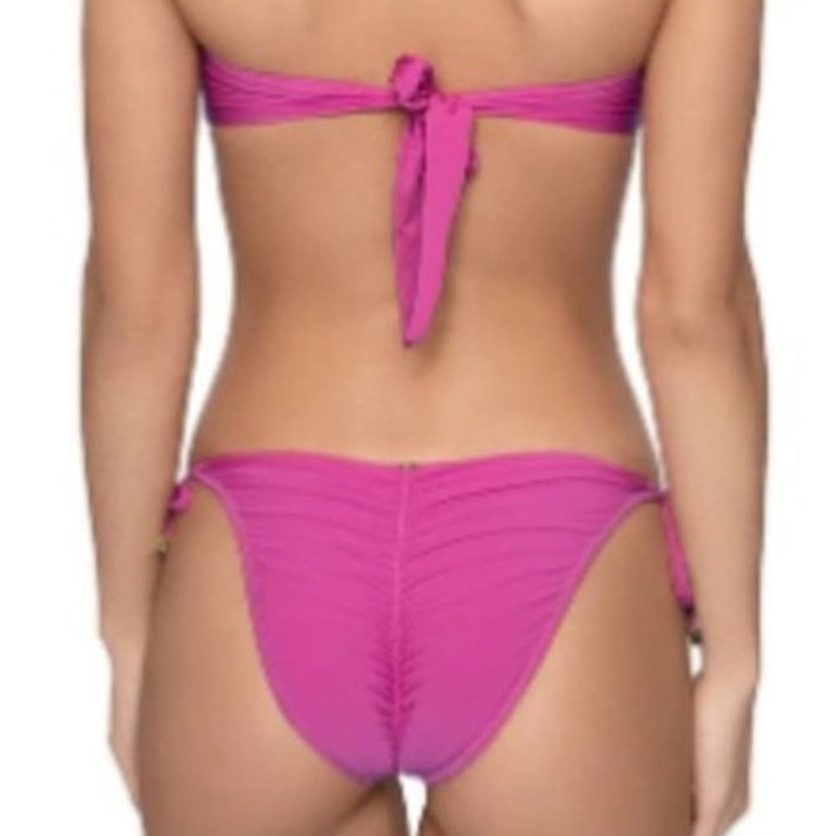 PQ Swim Pink Ruched Side Tie Bikini Bottom Sz M NWT