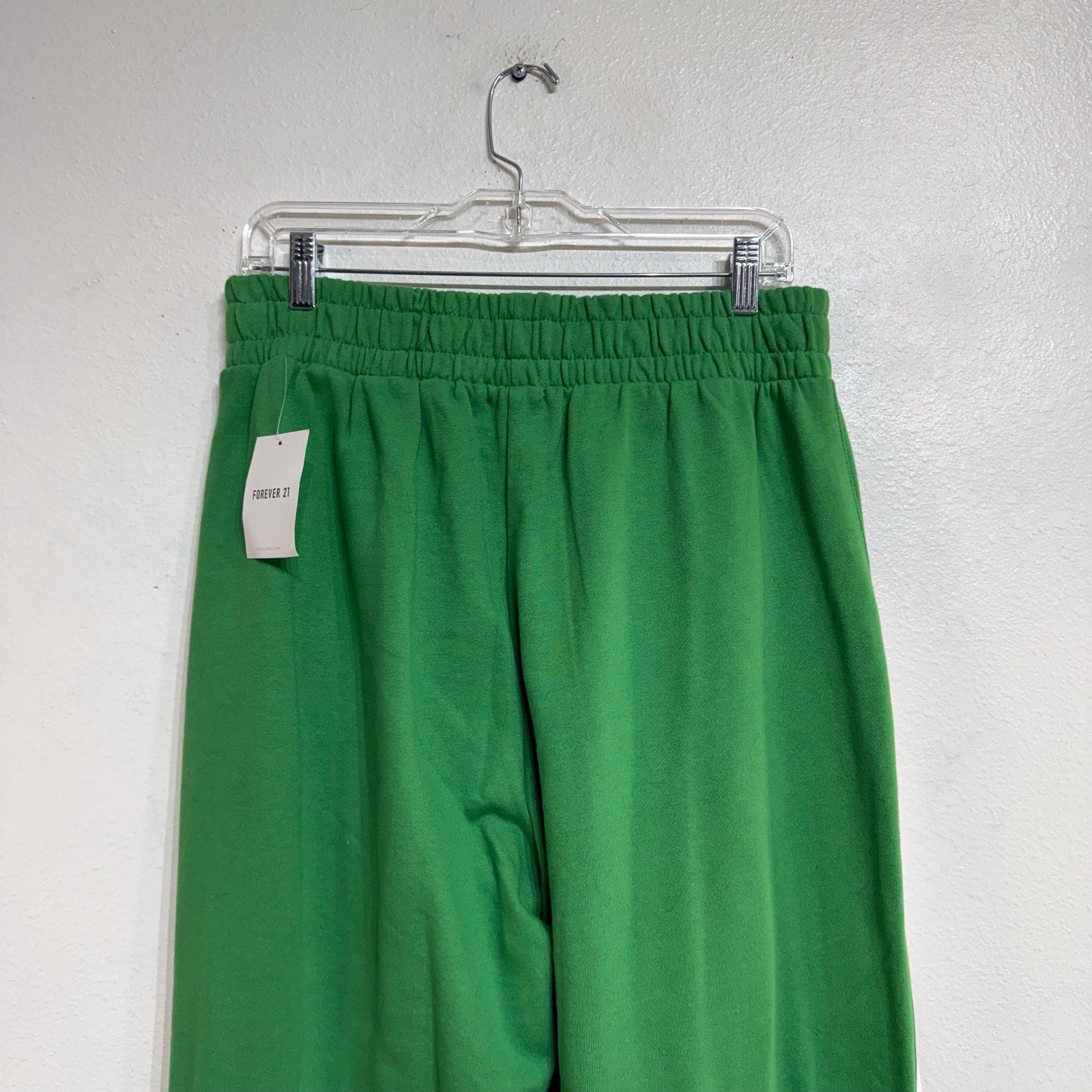 Forever 21 Green Tear Away Wide Leg Track Pants Sz L NWT