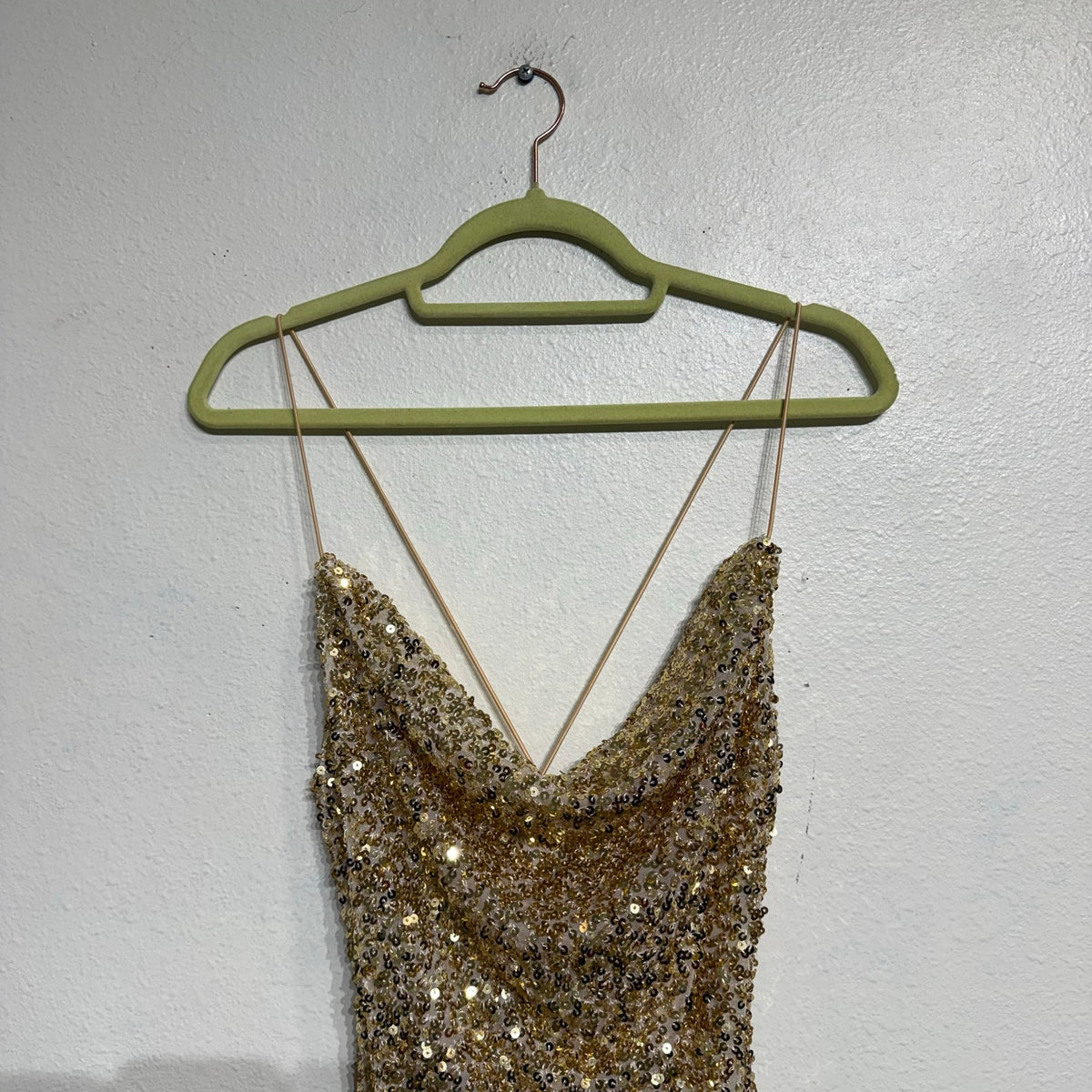 B Darlin Gold Sequin Cowl Neck Mini Dress NWT Sz 11/12