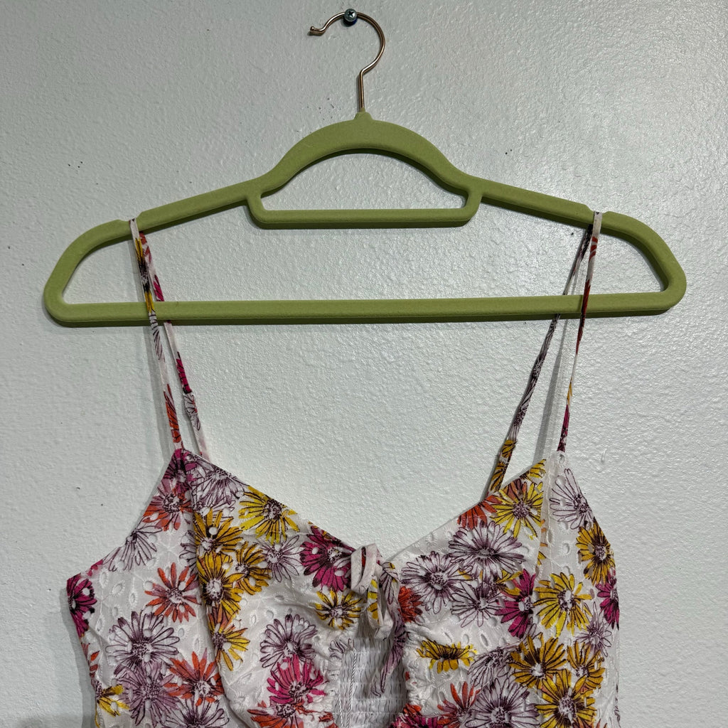 Wayf Maeve Floral Print Eyelet Camisole Sz L NWT