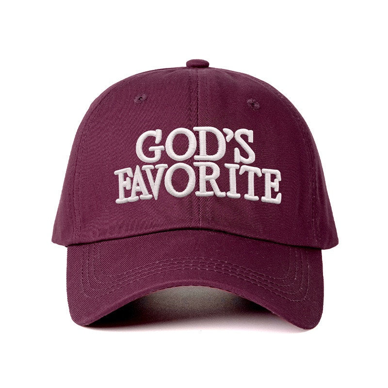 God’s Favorite Burgundy Embroidered Adjustable Baseball Cap Hat NWOT