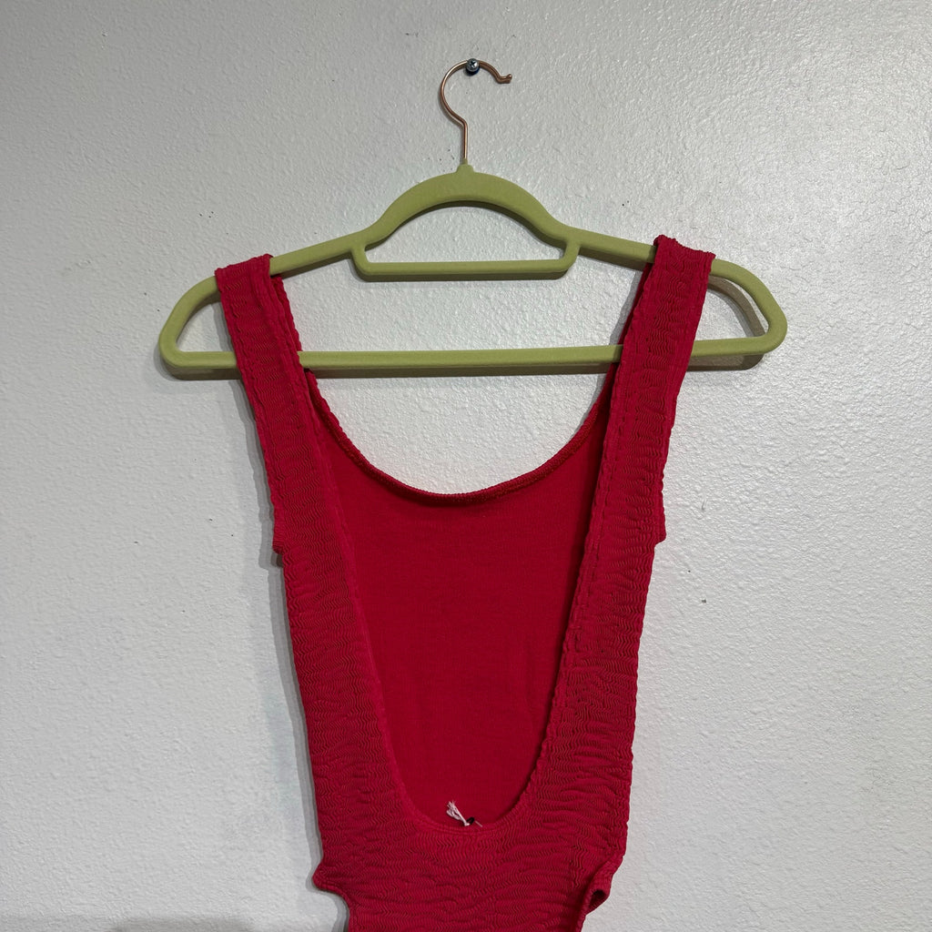 CLEONIE Cherry Red Bathe MAILOT Low Back One Piece SzO/S NWT