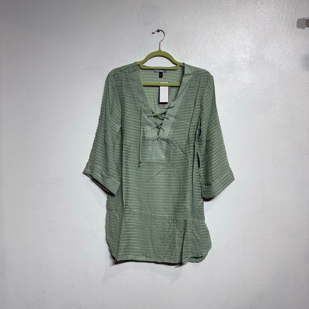 J. Valdi Sage Lace Up Shirt Swim Cover Up Sz S NWT