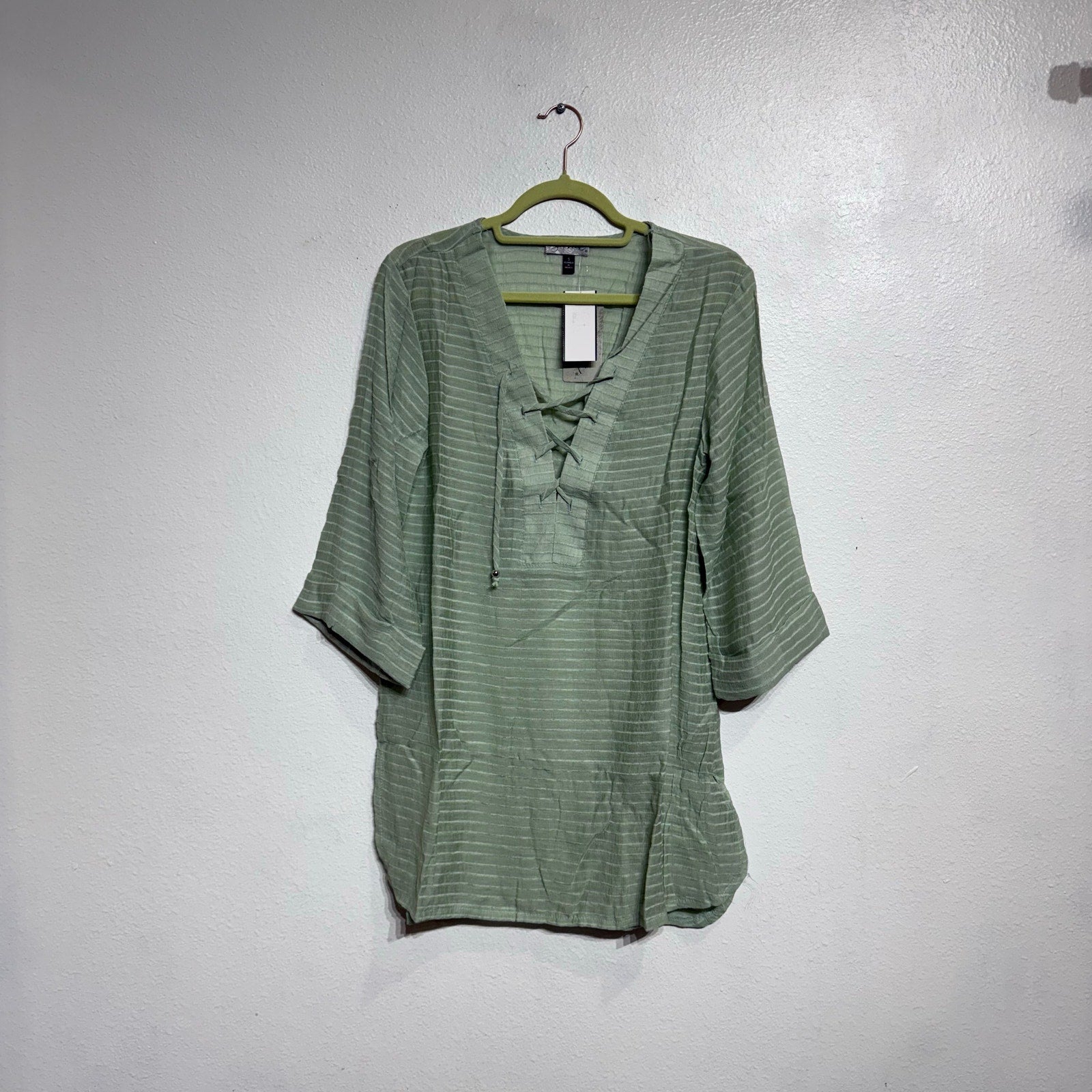 J. Valdi Sage Lace Up Shirt Swim Cover Up Sz S NWT