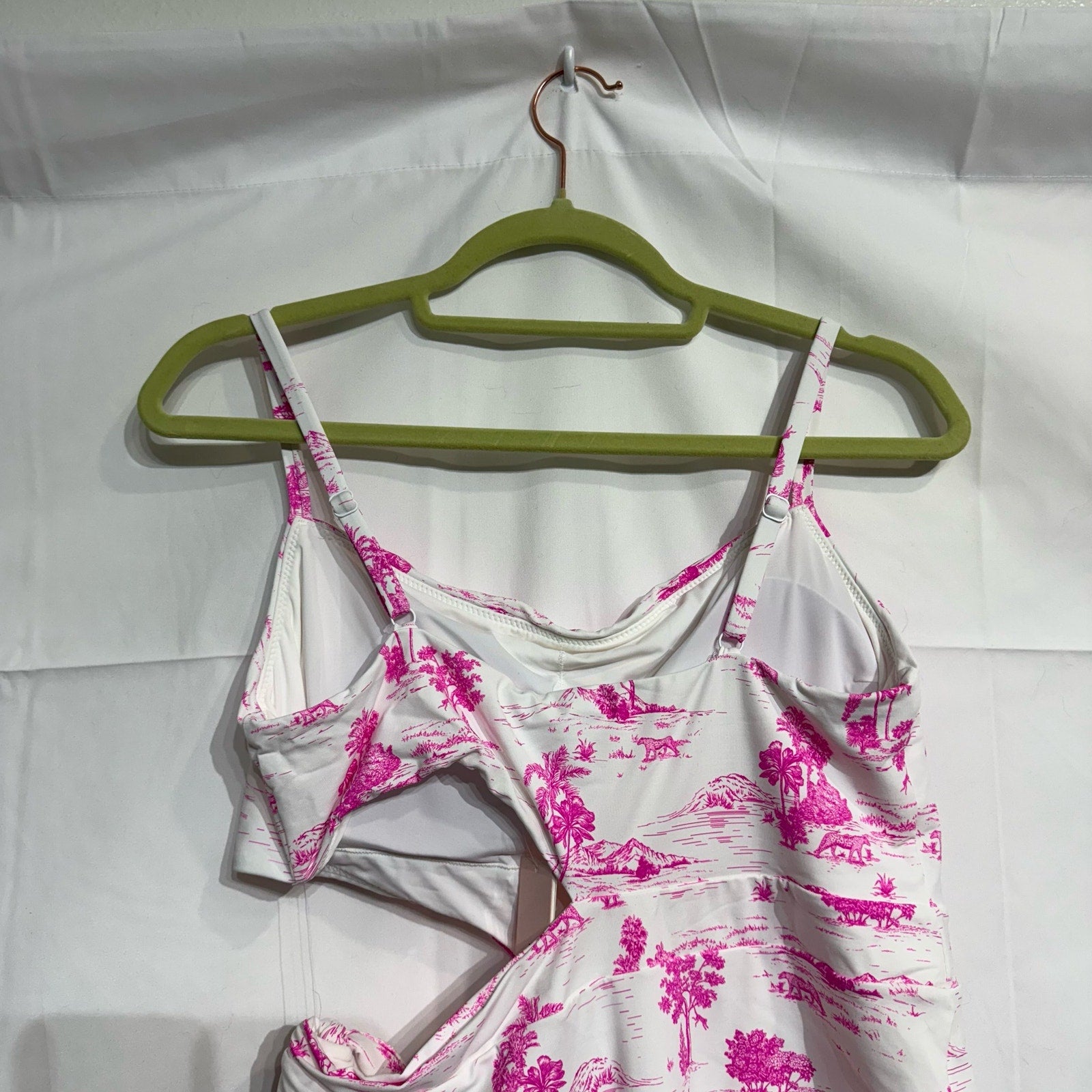 Aqua Pink Tropical Safari Cut Out One Piece Sz XL NWT