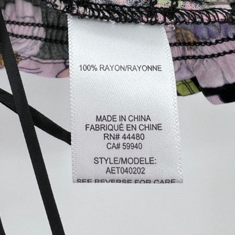 AFRM Black Floral Stein Smocked Crop Top Sz M NWT