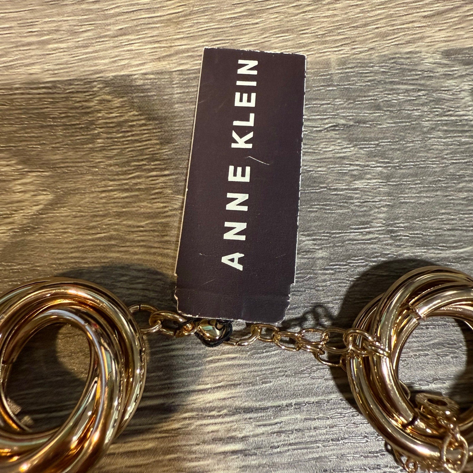 Anne Klein Gold Tone Open Circle Link Statement Necklace NWT