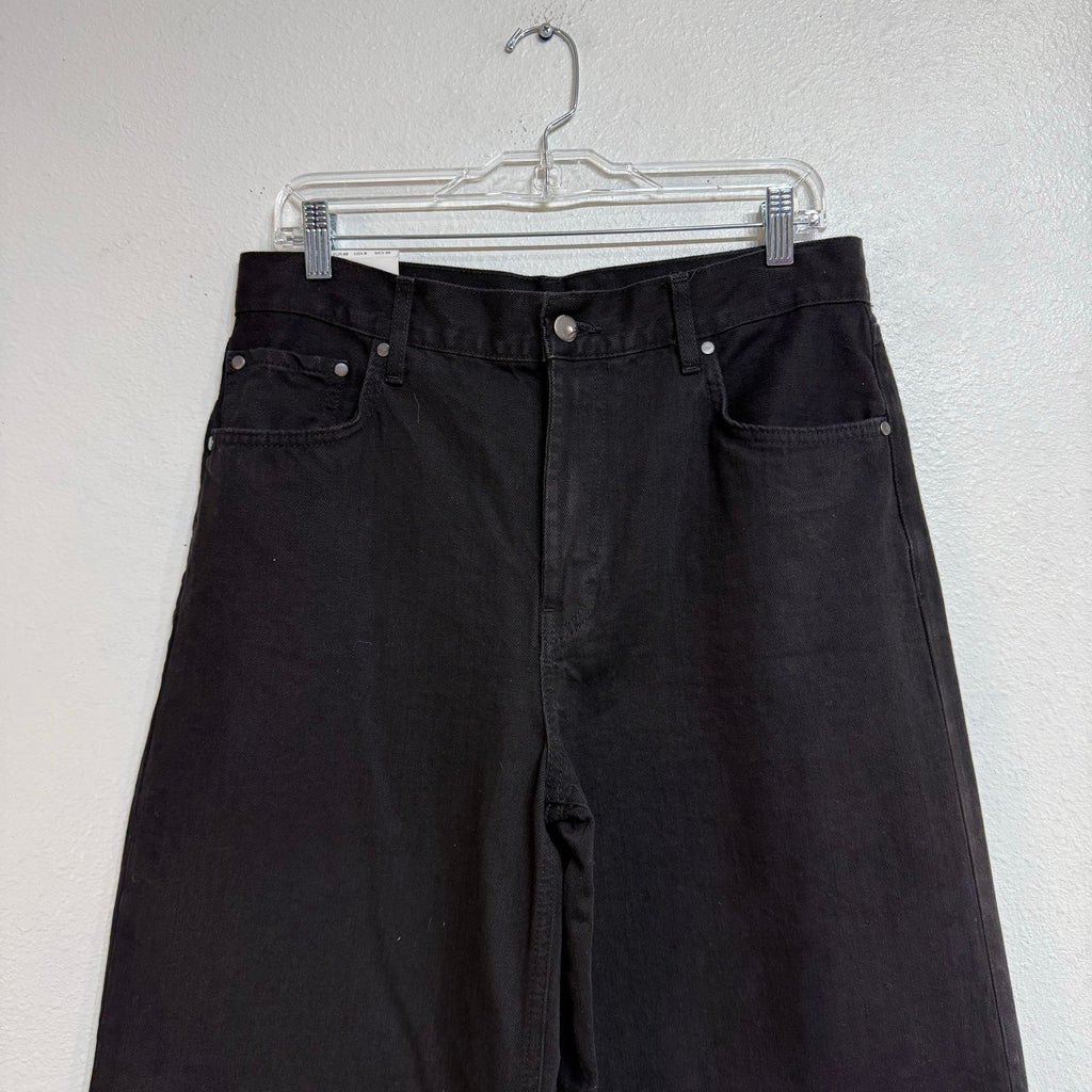 Zara Black Mid Rise Loose Fit Wide Leg Jeans Sz 8 NWT