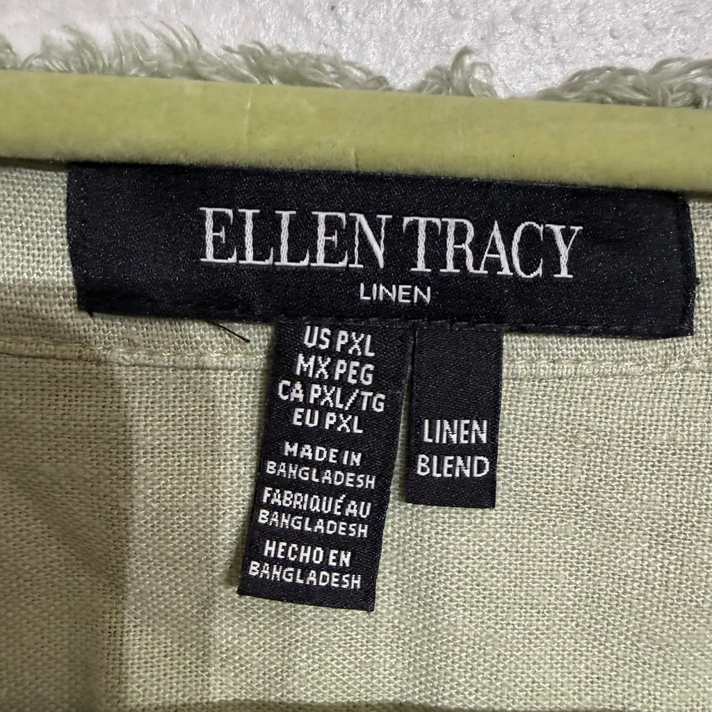 Ellen Tracy Desert Sage Frayed Trim Linen Blend Jacket Sz PXL NWT