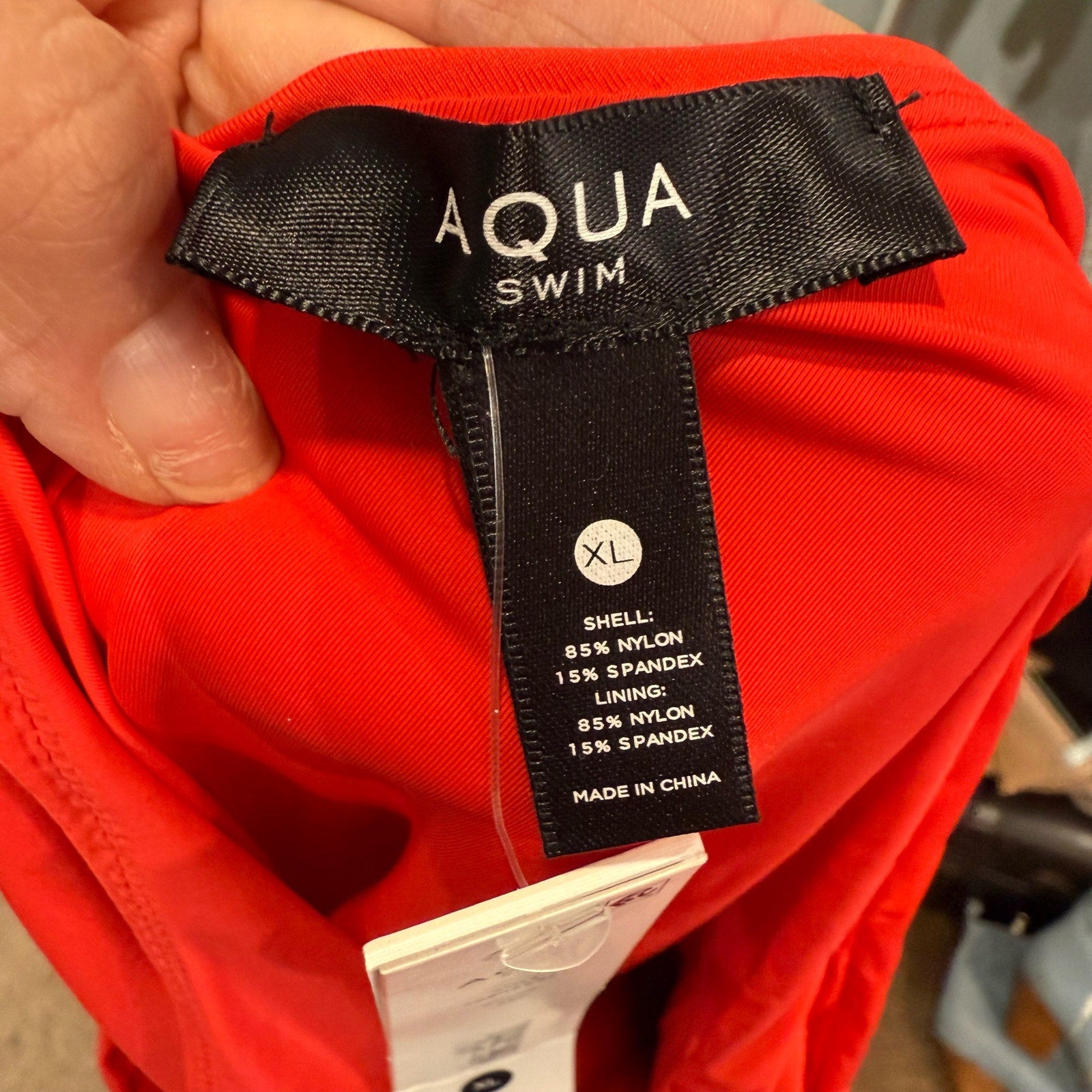 Aqua Red One Shoulder Cut Out One Piece Swimsuit Sz XL NWT