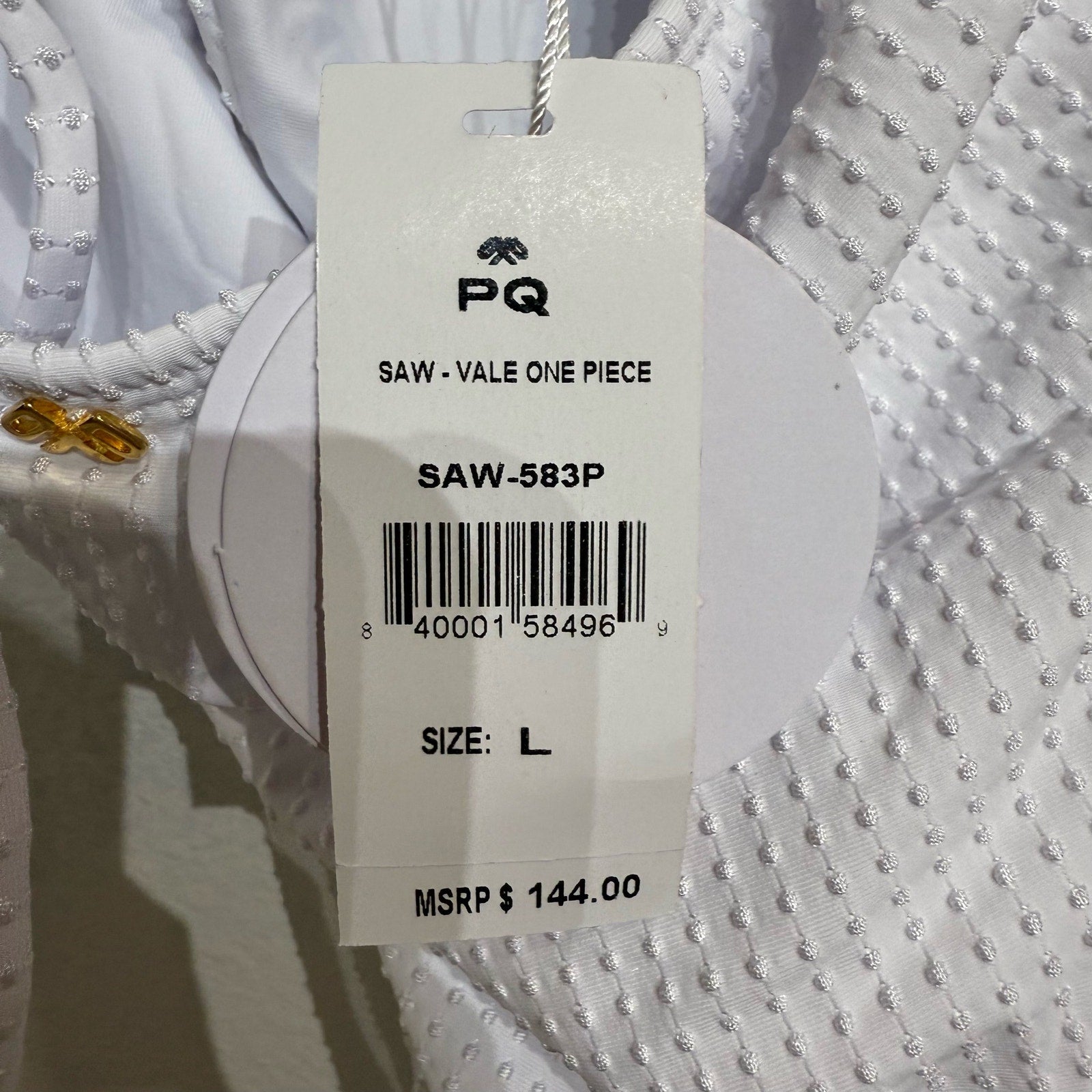 PQ Swim Sail White Vale One Piece Swimsuit Sz L NWT