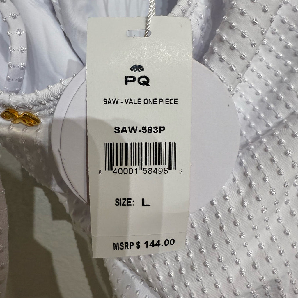 PQ Swim Sail White Vale One Piece Swimsuit Sz L NWT