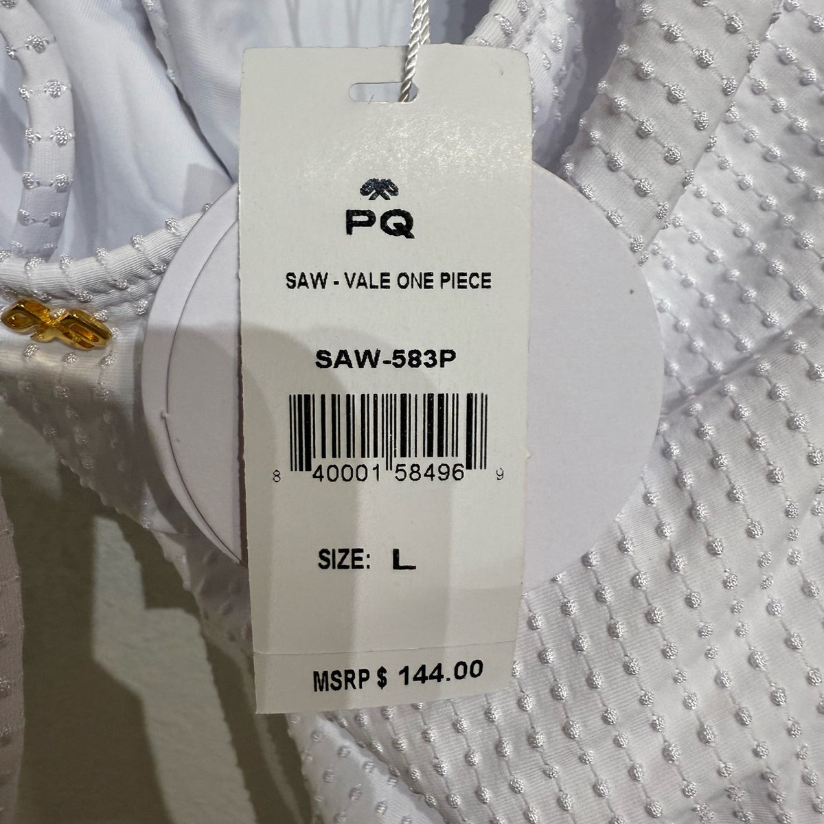 PQ Swim Sail White Vale One Piece Swimsuit Sz L NWT
