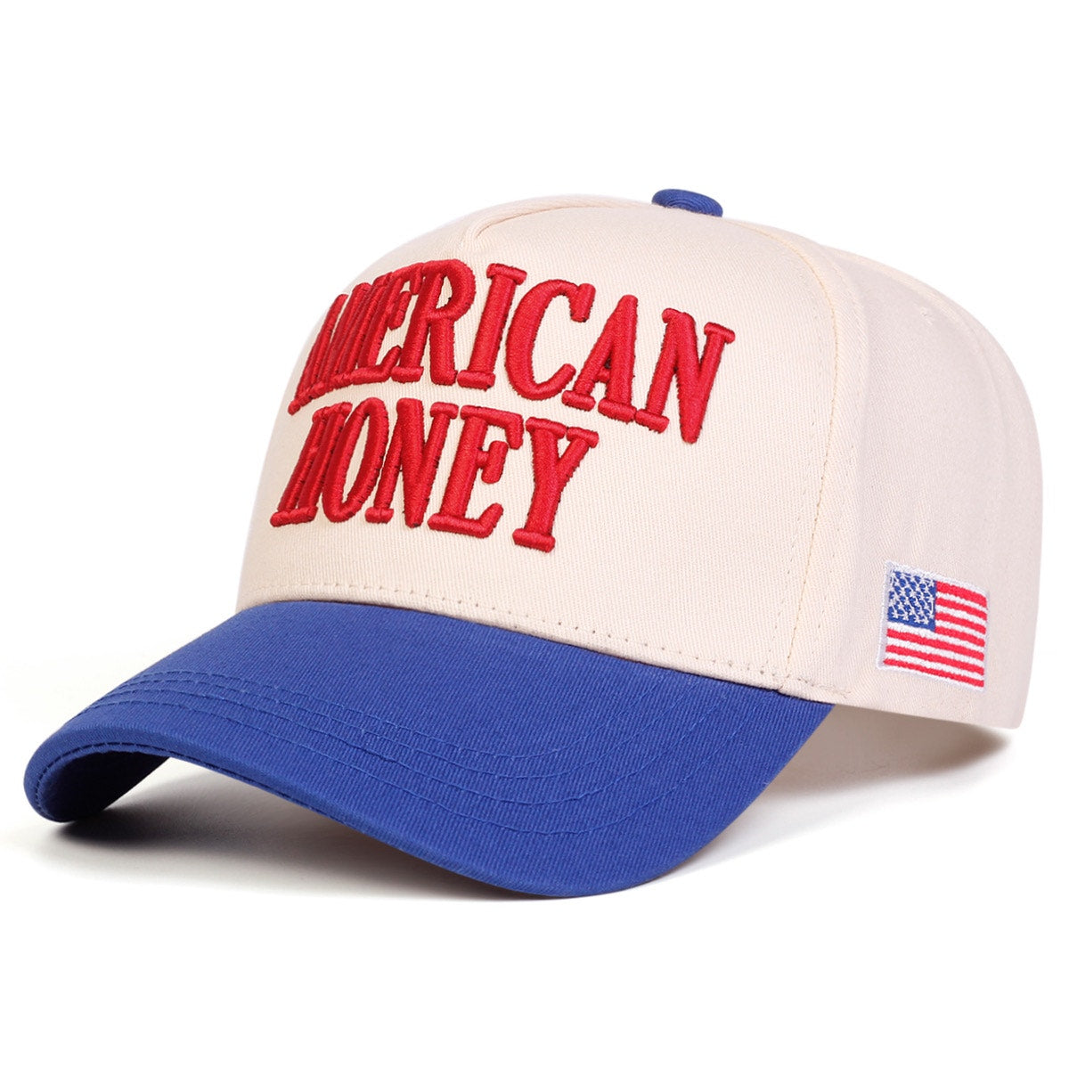 American Honey Blue Embroidered Patriotic Adjustable Trucker Hat NWT