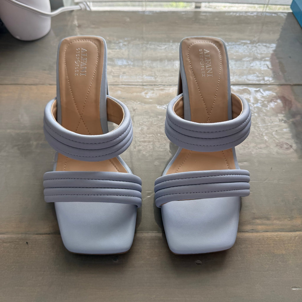 Alfani Blue Stantonn Quilted Slide Dress Sandals Sz 9M NWT