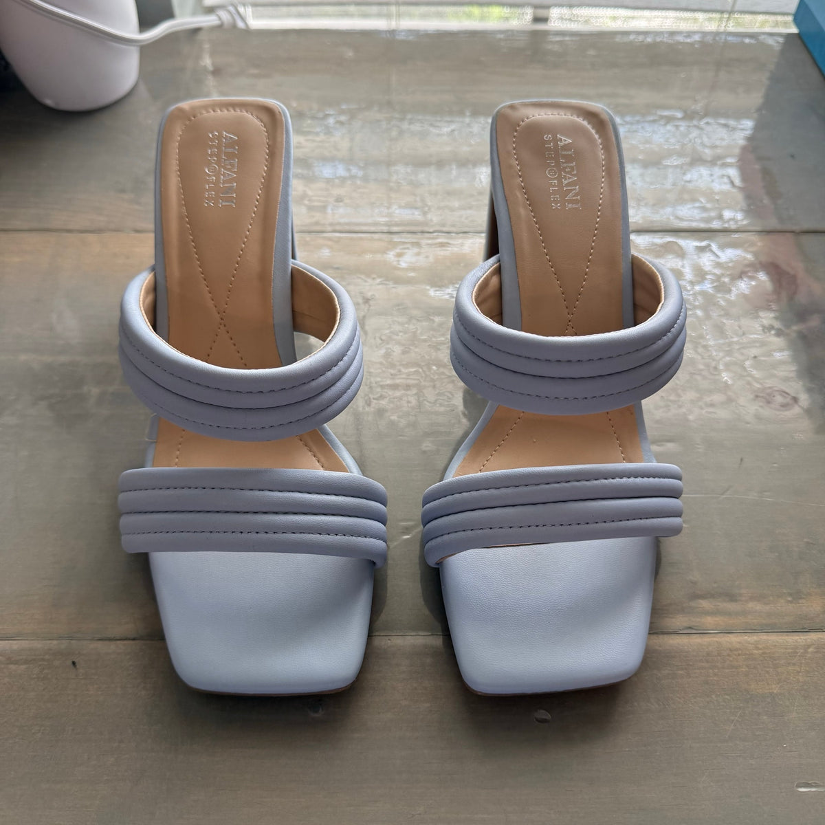 Alfani Blue Stantonn Quilted Slide Dress Sandals Sz 9M NWT