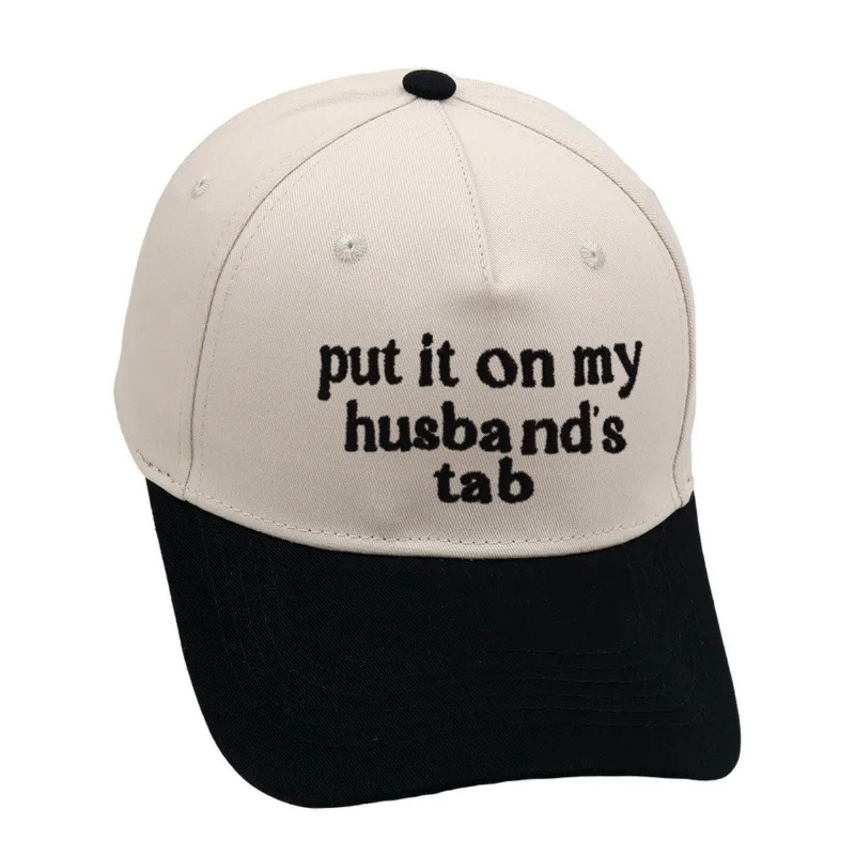 Put It On My Husband’s Tab Black Rice Color Baseball Hat Adjustable Cap NWT