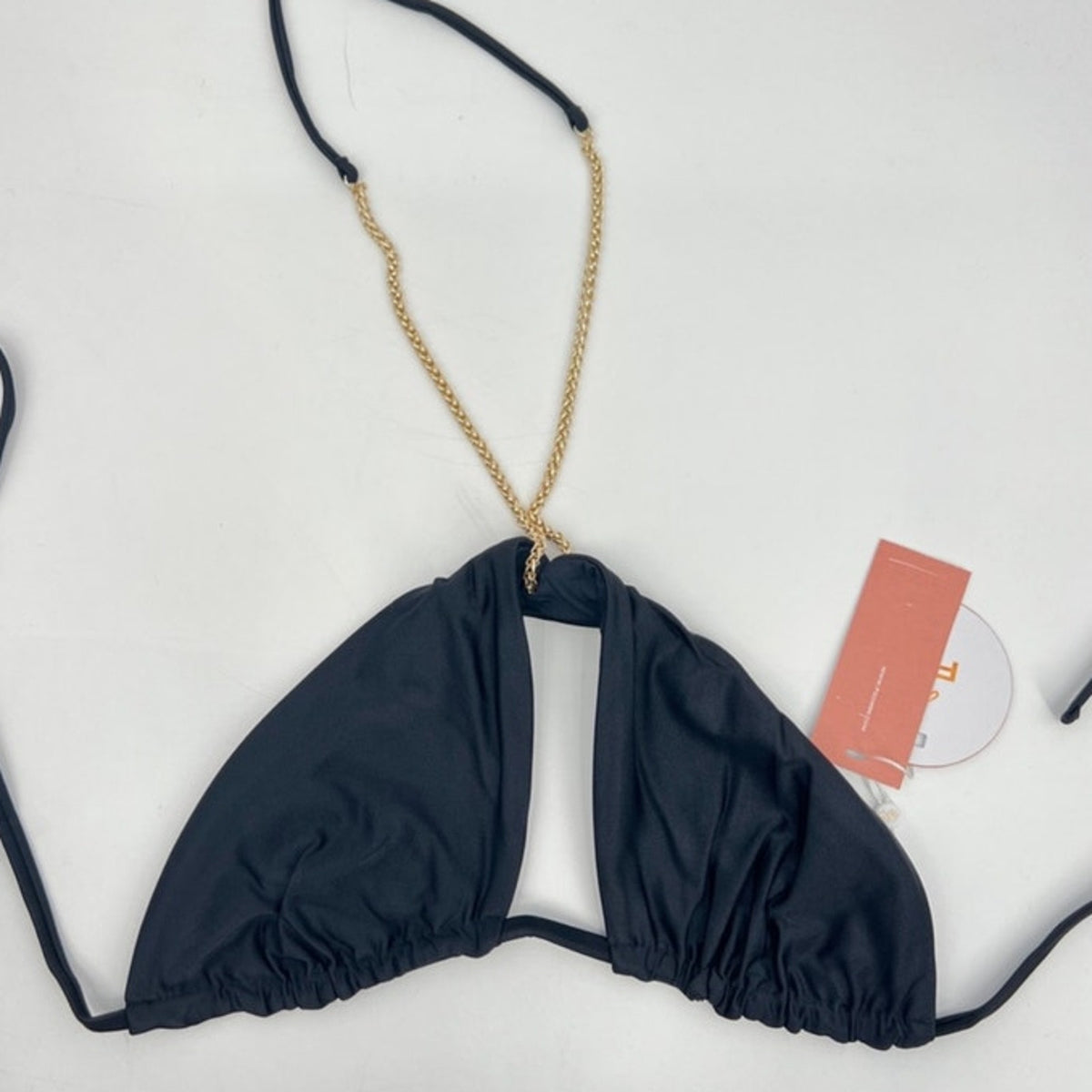 PQ Swim Black Gwen Chain Bikini Top Sz D-Cup NWT