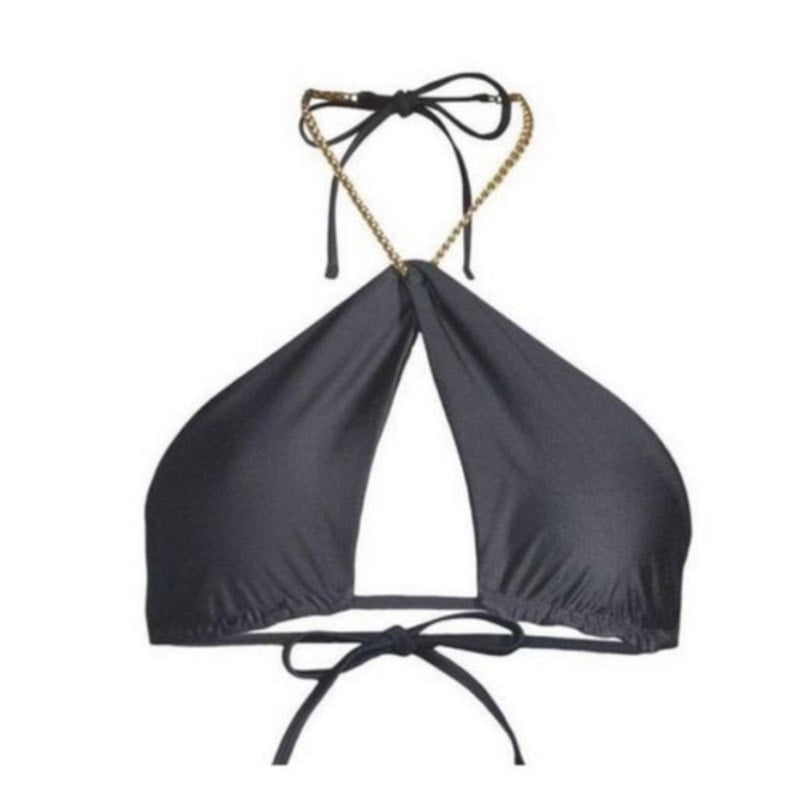 PQ Swim Black Gwen Chain Bikini Top Sz M NWT