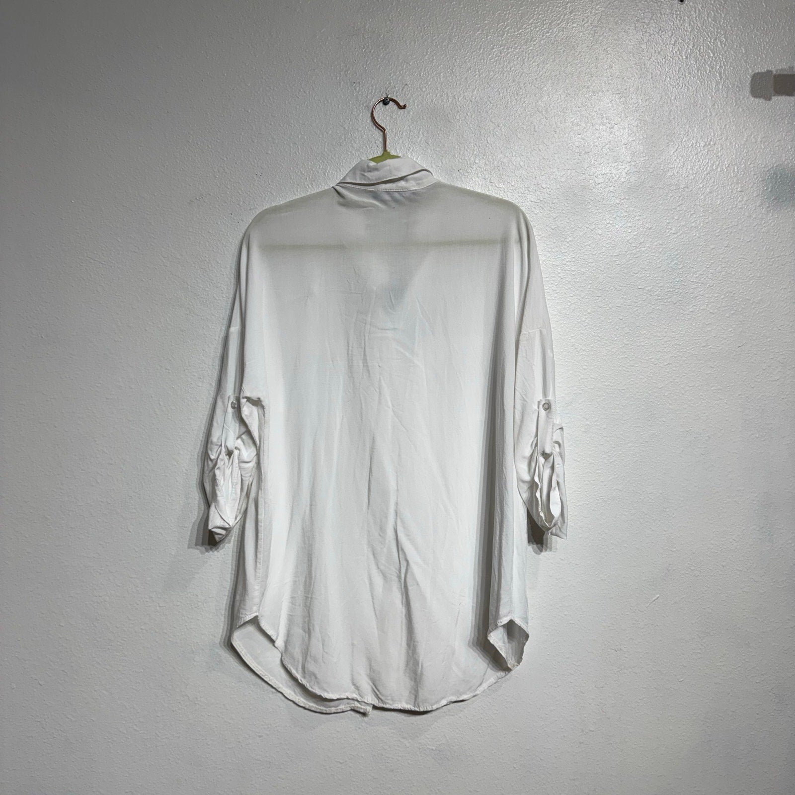 Grey Violet White Bedazzled Button Down Blouse Sz XS NWT