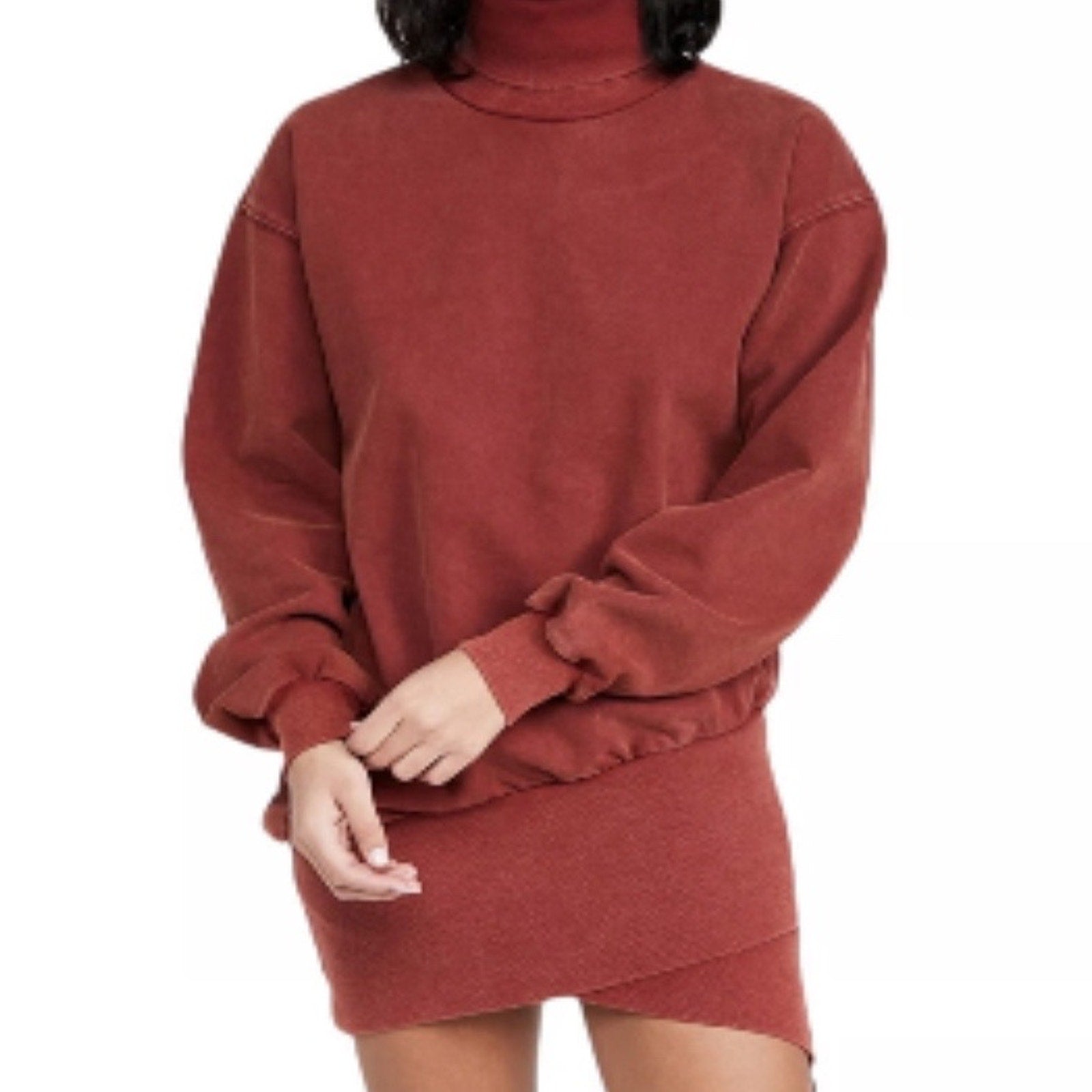 Young Fabulous & Broke Asymmetrical Turtleneck Mini Sweater Dress Sz M NWT