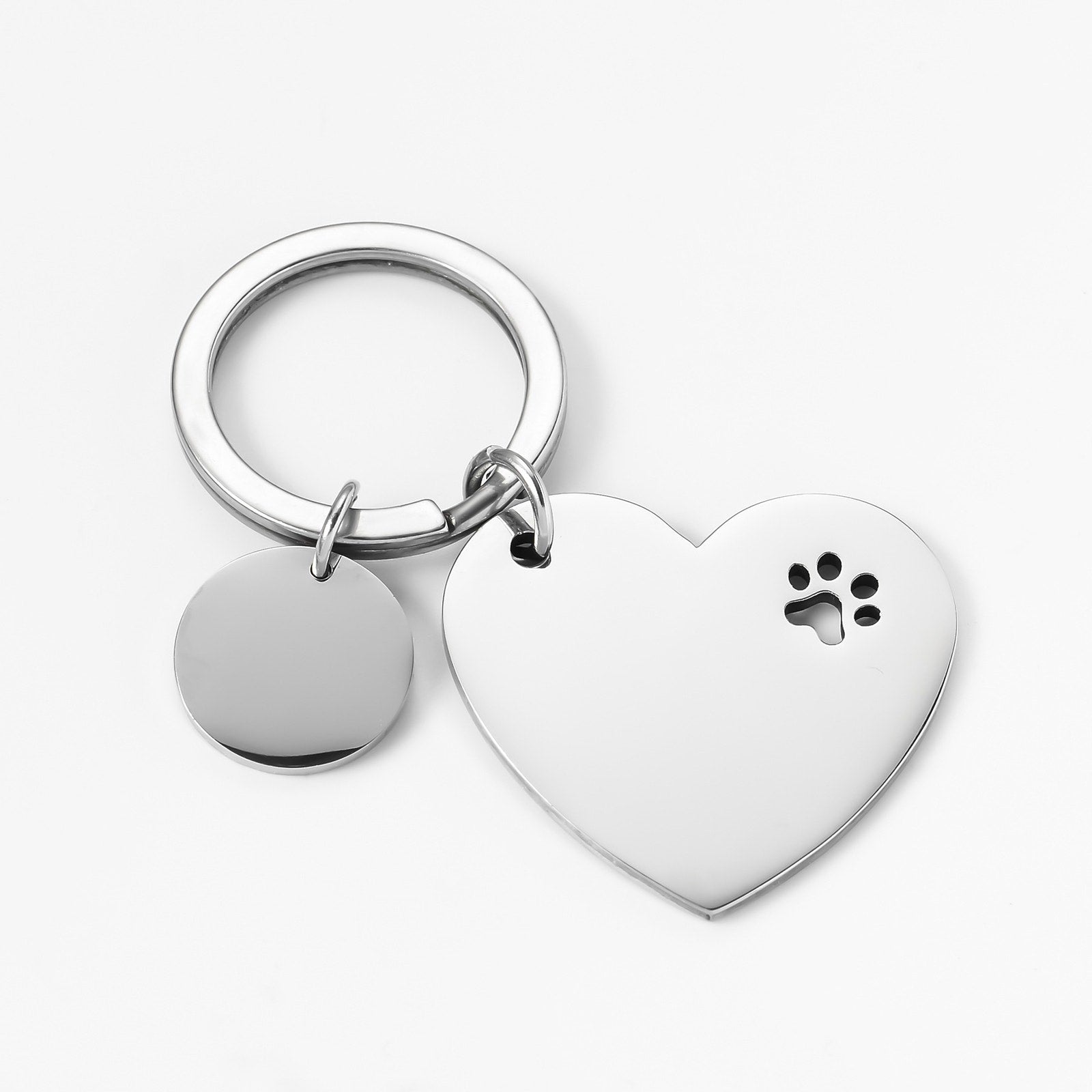 Stainless Steel Silver Paw Heart Print Pet Lover Keychain NWOT