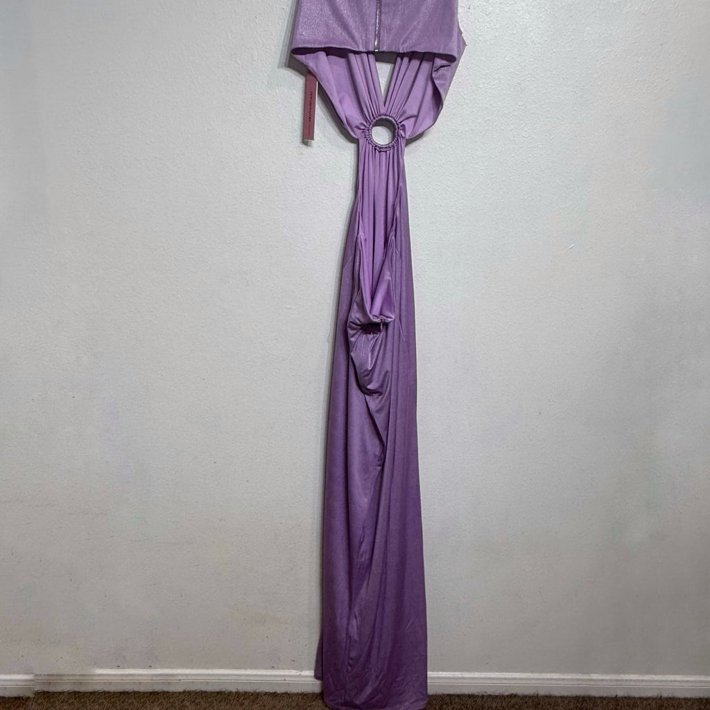 Aqua Violet Ruched Ring Maxi Evening Gown Sz L NWT