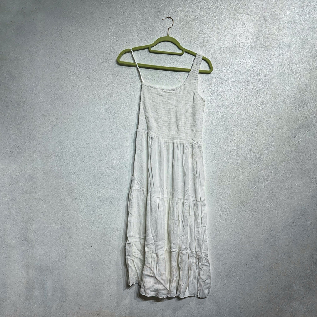 Becca Swim White Ponza Smocked One Shoulder Dress Sz S NWT