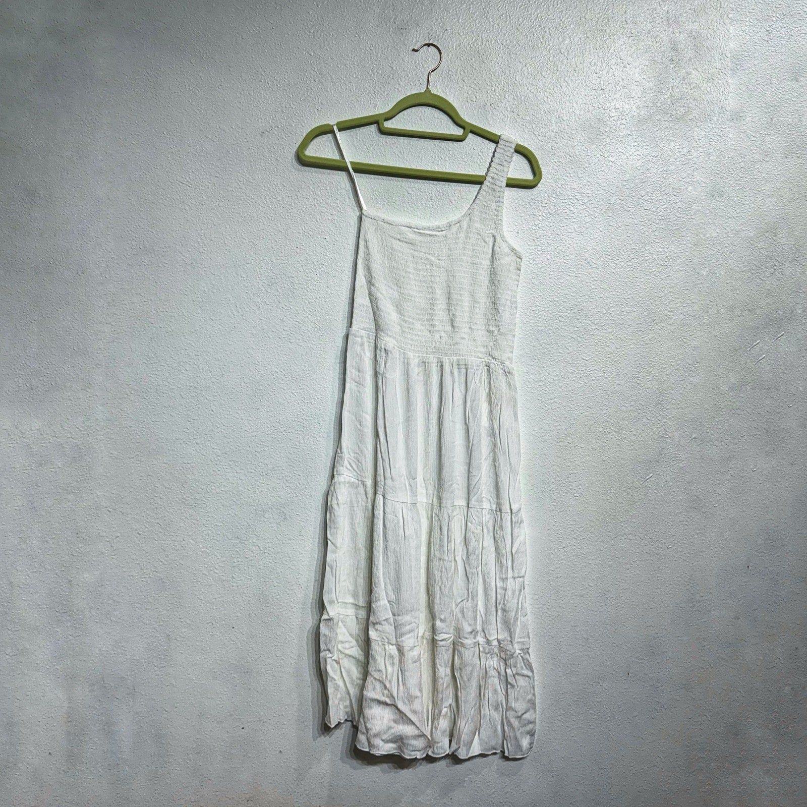 Becca Swim White Ponza Smocked One Shoulder Dress Sz S NWT