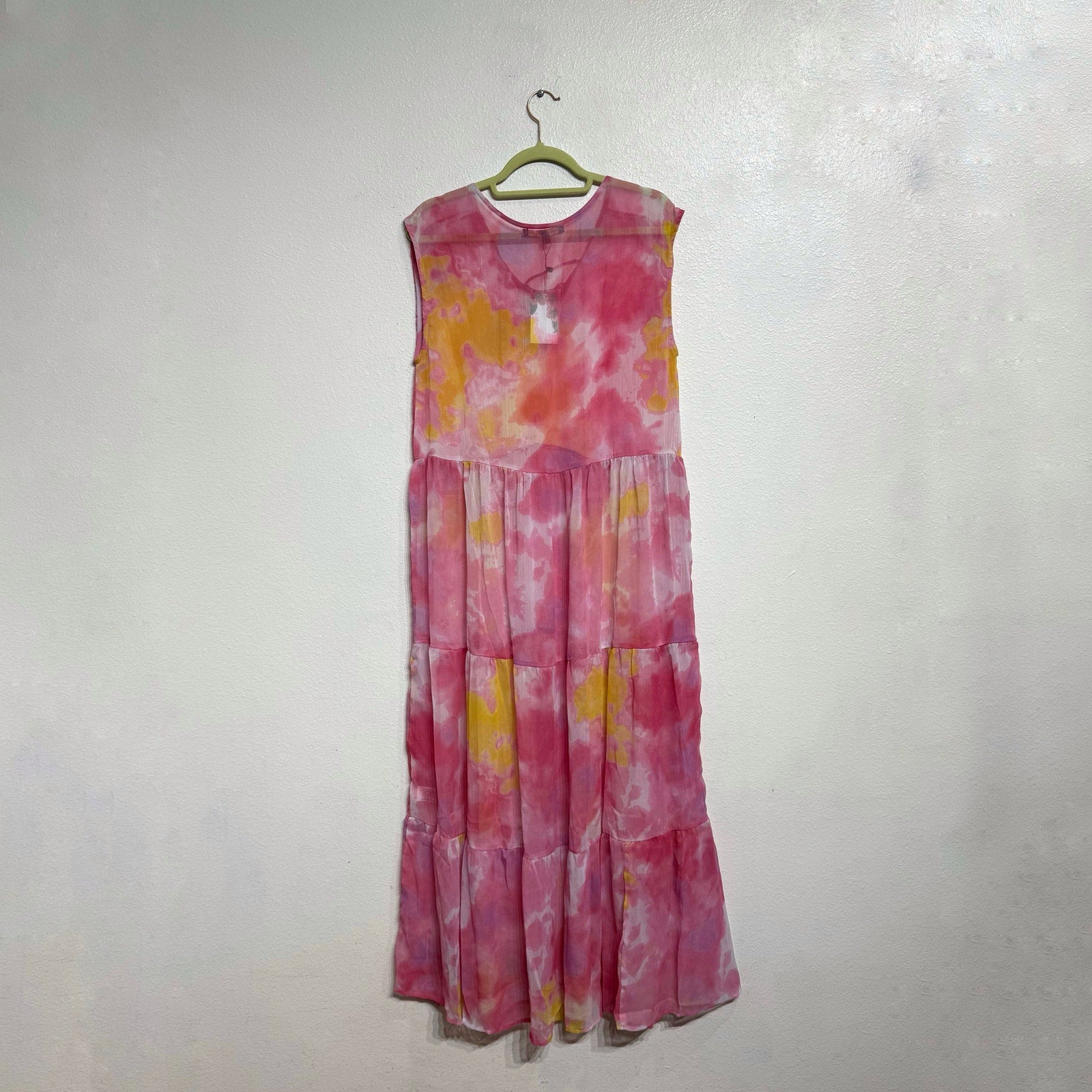 America & Beyond Pink Totally Tie Dyed Maxi Cover Up Sz M NWT