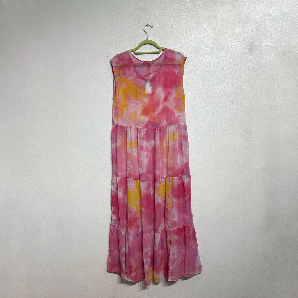 America & Beyond Pink Totally Tie Dyed Maxi Cover Up Sz M NWT