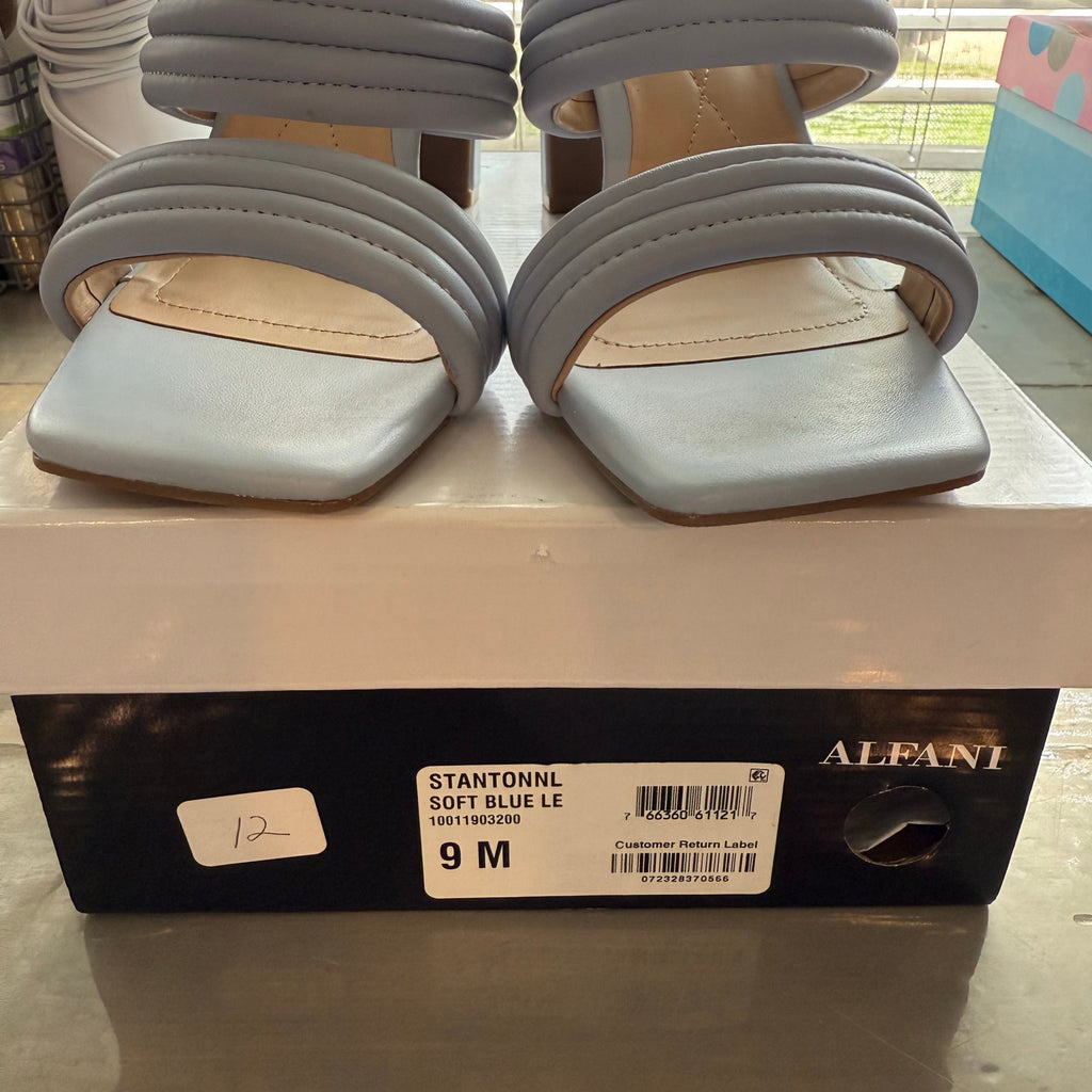 Alfani Blue Stantonn Quilted Slide Dress Sandals Sz 9M NWT