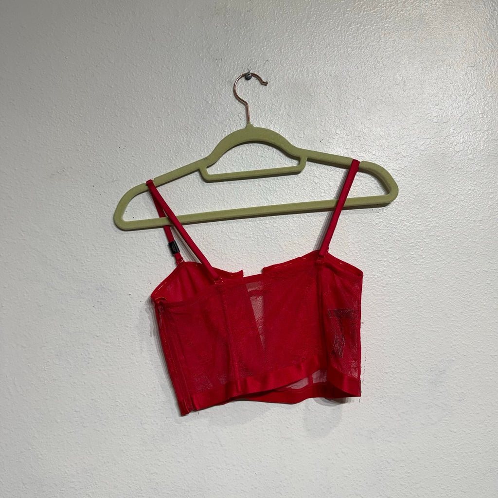 Victoria's Secret Red Very Sexy Deep V Corset Lace Bra Sz M NWT