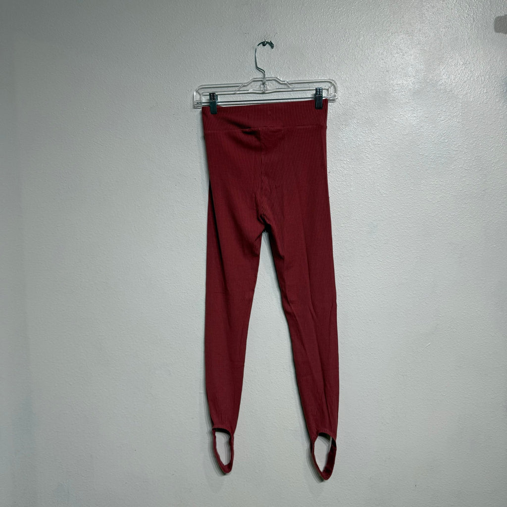 Lett Terra Cotta Ribbed Stirrup Leggings Sz S NWT