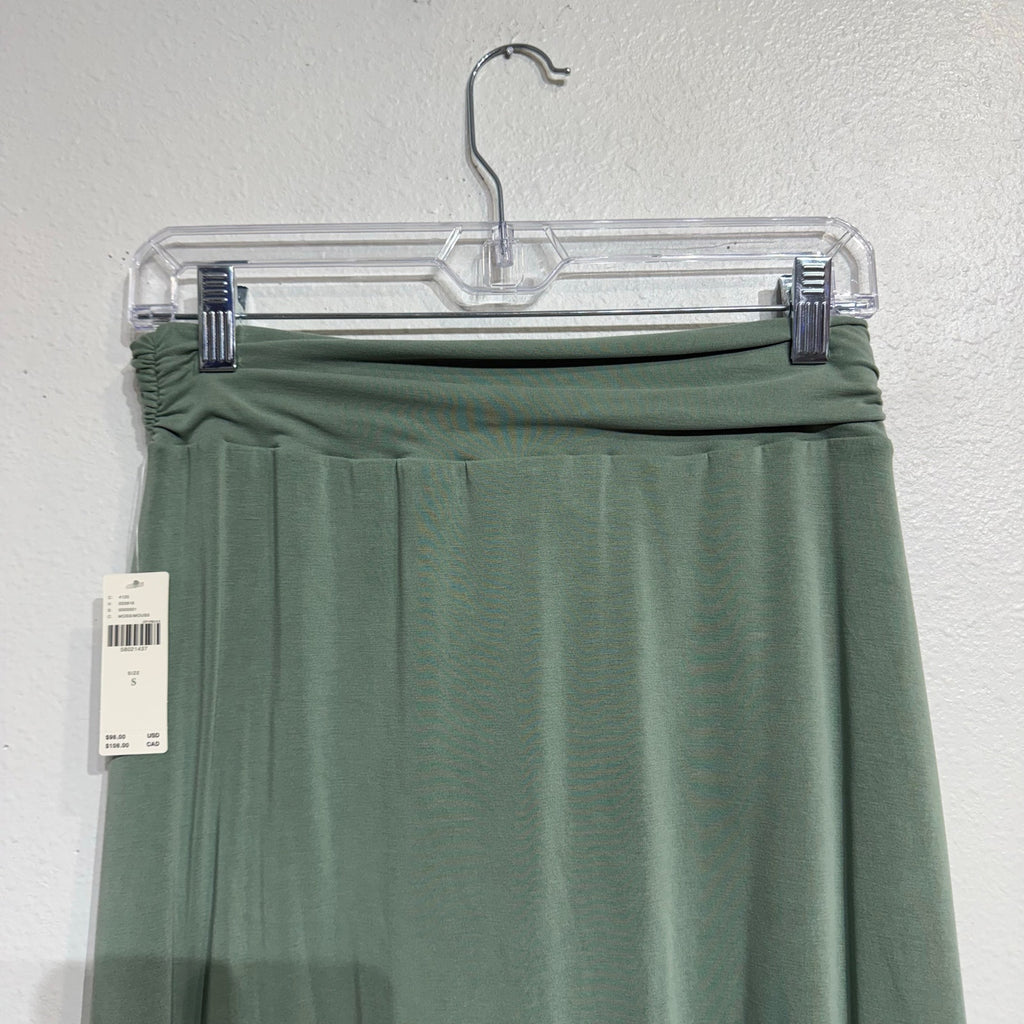 Anthropologie Moss Green Junie Knit Twist Ruched Midi Skirt Sz S NWT