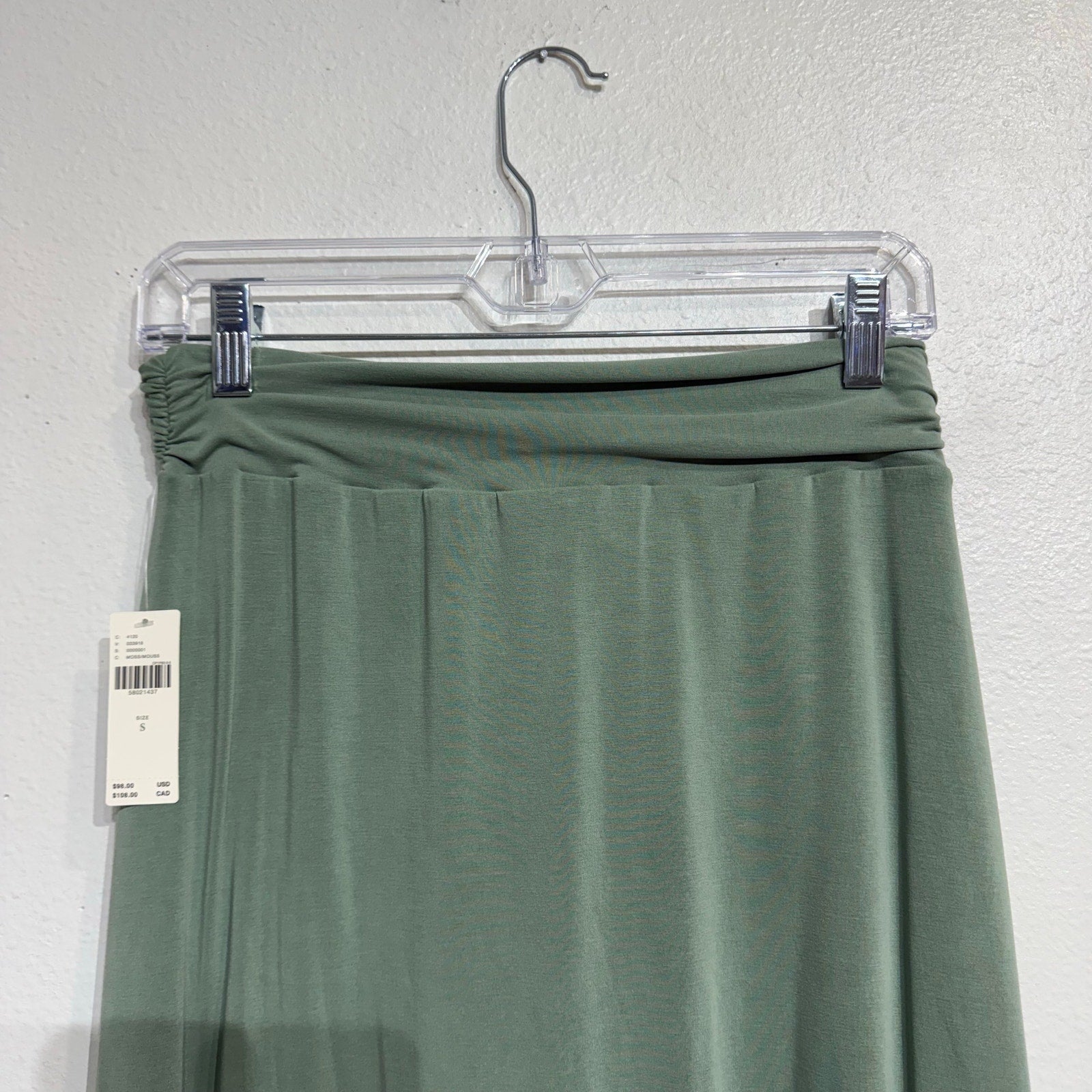 Anthropologie Moss Green Junie Knit Twist Ruched Midi Skirt Sz S NWT