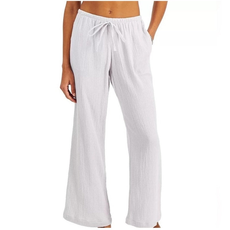 J. Valdi Lavender Cotton Swim Cover-Up Pants Sz L NWT