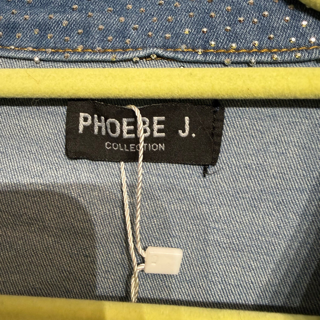 Phoebe J. Collection Light Blue Rhinestone Studded Jean Jacket Sz 3X NWT