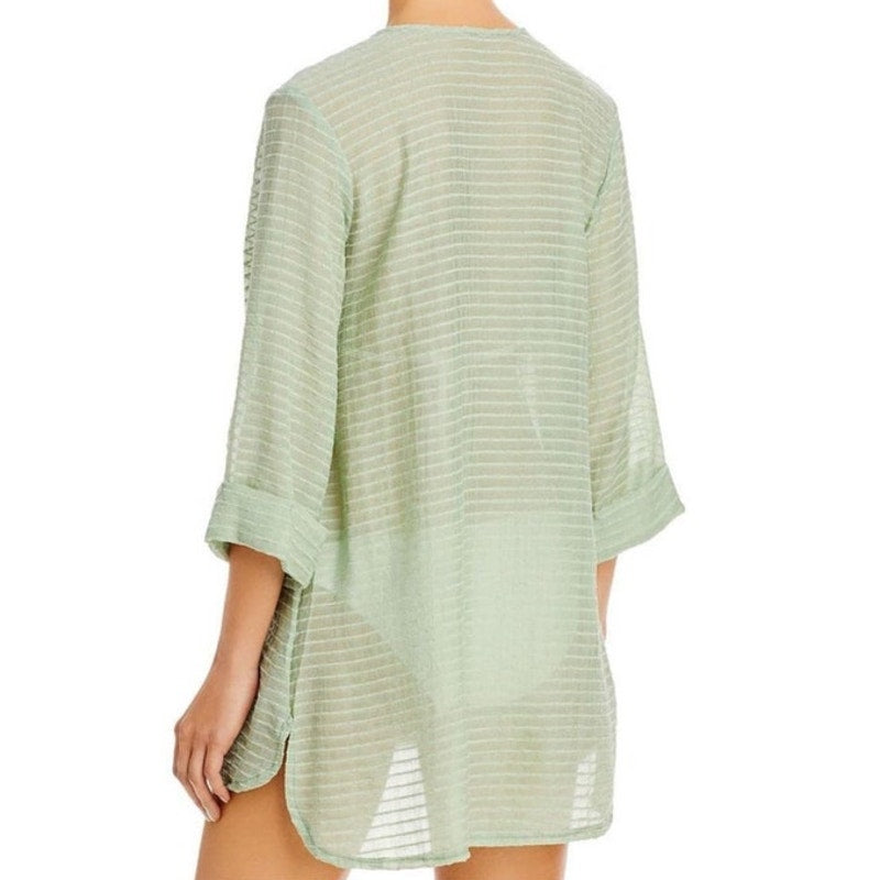 J. Valdi Sage Lace Up Shirt Swim Cover Up Sz S NWT